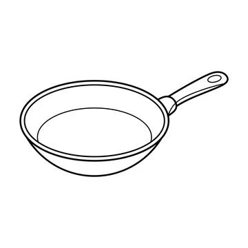 Frying Pan Outline Vector Illustration Stock Illustration