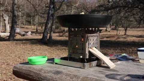 Frying pan outside. Stock Footage 253074729