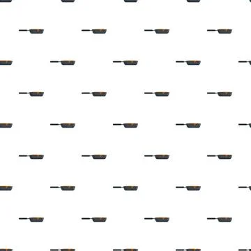 Frying pan seamless pattern cooking kitchen background Stock Illustration
