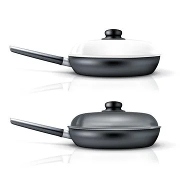 Frying pan set vector illustration isolated on white background Stock Illustration