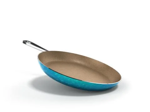 Frying pan with stone sprayed 3d render on white background Stock Illustration