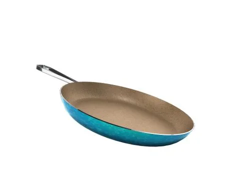 Frying pan with stone sprayed 3d render on white background no shadow Stock Illustration