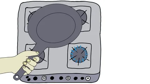 Frying pan, stove Stock Footage 220262721