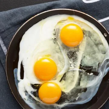 Frying pan, sunny side, breakfast, scrambled egg, cast iron, over easy, cooke 写真素材