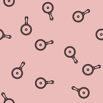Frying pan titanium ultralight line vector seamless pattern Stock Illustration
