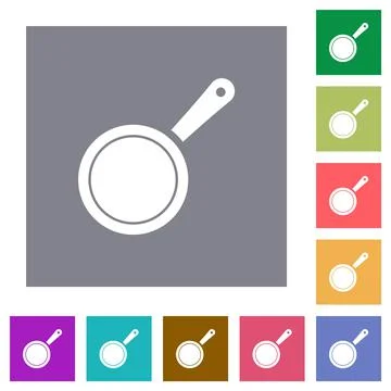 Frying pan top view square flat icons Stock Illustration