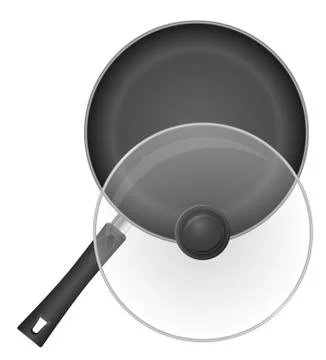 Frying pan with a transparent cover vector illustration Stock Illustration