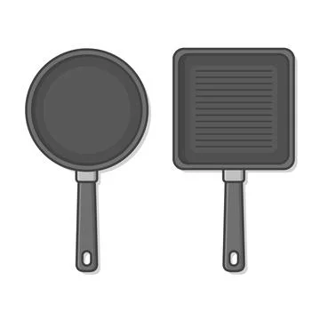 Frying Pan Vector Icon Illustration. Kitchen Utensil For Cooking Stock Illustration