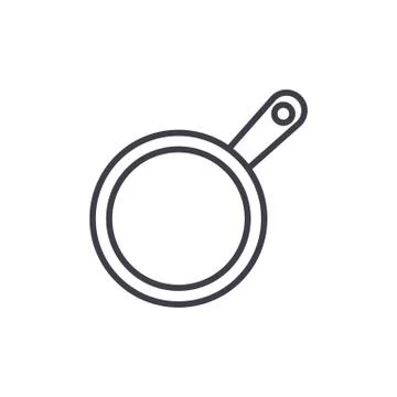 Frying pan vector line icon, sign, illustration on background, editable strok Stock Illustration