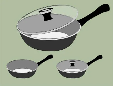 Frying Pan Vector Set Stock Illustration