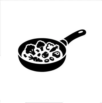 Frying pan with vegetables and healthy food ingredients silhouette Stock Illustration