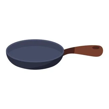 Frying Pan with Wooden Handle Vector Illustration Stock Illustration