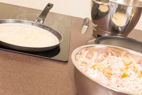 Frying of pancakes Stock Photos