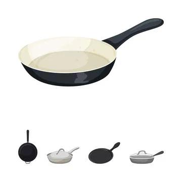 Frying pans and kitchenware cooking utensils collection Stock Illustration