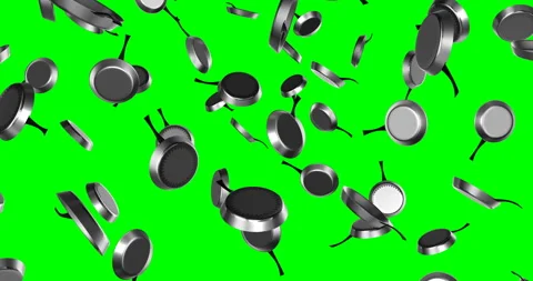 Frying Pans falling slow motion Video stock 251839025