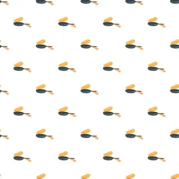 Frying pans flipping pancakes seamless pattern Stock Illustration