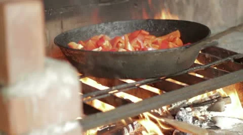 Frying peppers on fire Stock-Footage 11357664