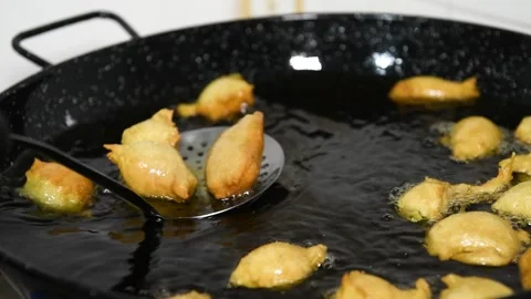 Frying Pettole - Typical dish of South of Italy Stock Footage 139924774