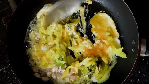 Frying Pickled Mustard Greens with egggs Video stock 342868797