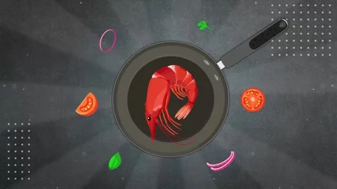 Frying prawns on a pan Stock Footage 303817549