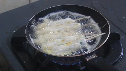 Frying processed chicken Stock Footage 206078703