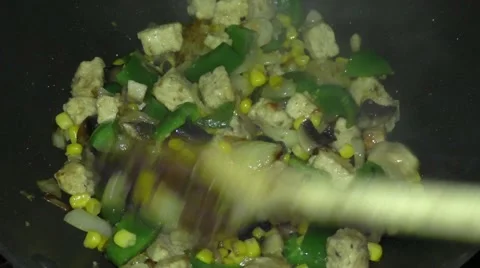 Frying Quorn tikka Stock Footage 46987445