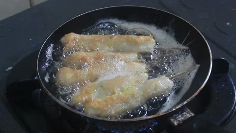 Frying satay sempol Stock Footage 206078661