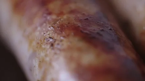 Frying Sausages Closeup Stock Footage 85307333