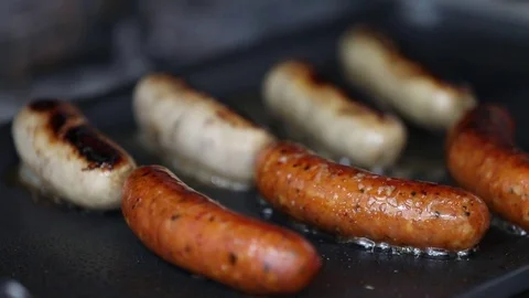 Frying Sausages Stockbeeldmateriaal 80886172