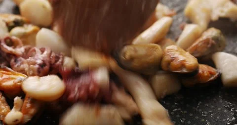 Frying seafood. Close-up. Stock Footage 249525801