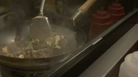 Frying Shrimp Wok Stock Footage 163082459