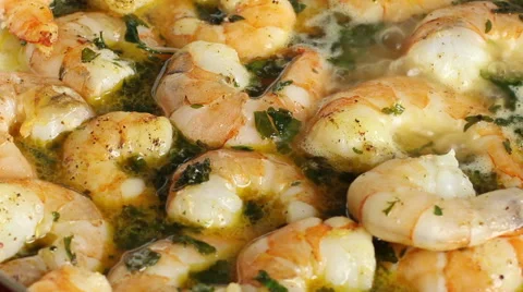 Frying shrimps. Stock Footage 55709547