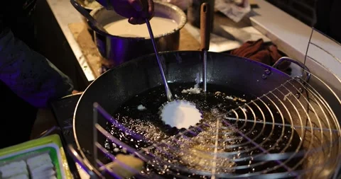 Frying Stinky Tofu Stock Footage 263038692