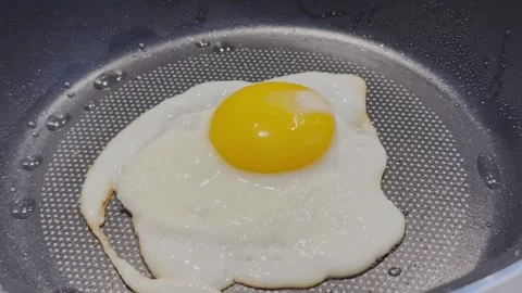 Frying a Sunny Side Up Egg in a Hot Pan Stock Footage 344400741