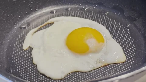 Frying a Sunny Side Up Egg in a Hot Pan Stock Footage 344400839