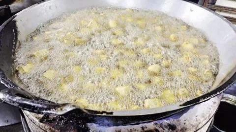 Frying tofu Video stock 329141366