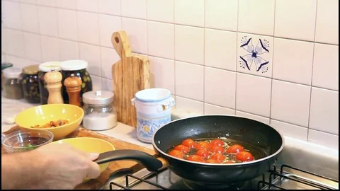 Frying Tomatoes Stock Footage 85173430