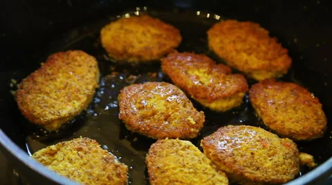 Frying vegetarian cutlets Stock Footage 40617663