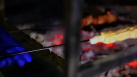 Frying of wrapped chees on open oven Stock-Footage 104089209