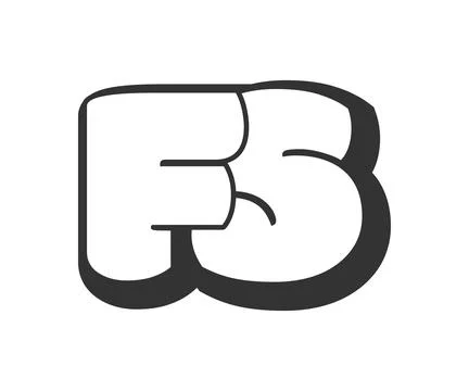 FS logo, bubble comic lettering, rounded in graffiti style black and white .. Stock Illustration