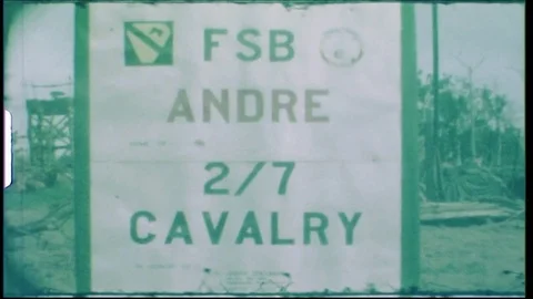 FSB Andre 2/7 Cavalry base and Jeep Super 8 footage from the Vietnam War Video stock 82788792