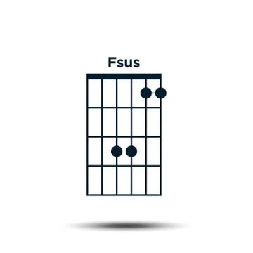 Fsus, Basic Guitar Chord Chart Icon Vector Template Stock Illustration