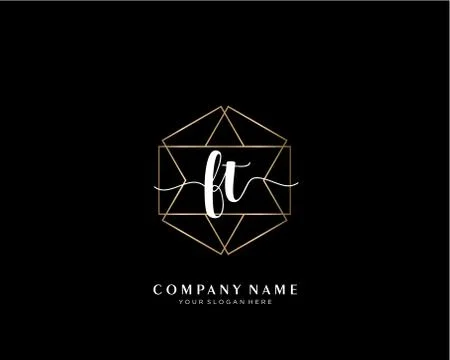 FT Initial handwriting logo geometric template vector Ilustração Stock