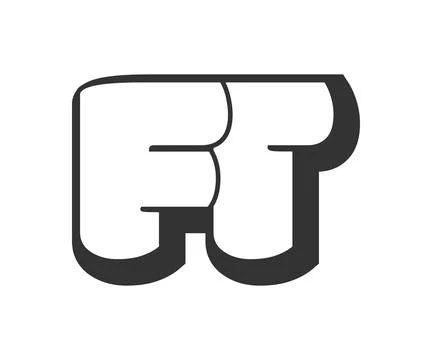 FT logo, bubble comic lettering, rounded in graffiti style black and white .. Stock Illustration