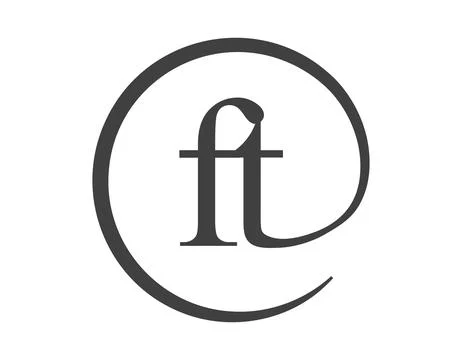 FT logo from two letter with circle shape email sign style. F and T round l.. Stock Illustration