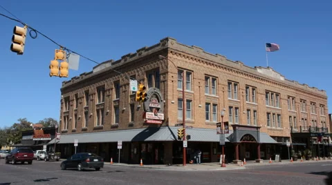 Ft Worth Texas Main Street near the Stockyard famous for the Longhorn herds that Stock-Footage 45209880