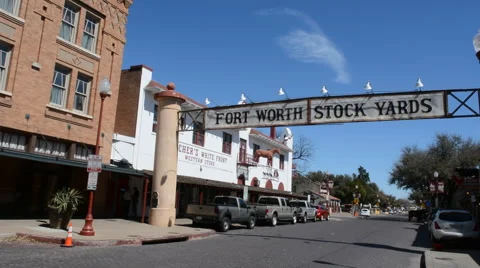 Ft Worth Texas Main Street near the Stockyard famous for the Longhorn herds that 動画素材 47336653