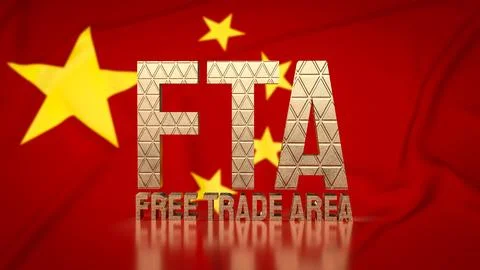 The Fta on China flag for Business concept 3d rendering Stock Illustration