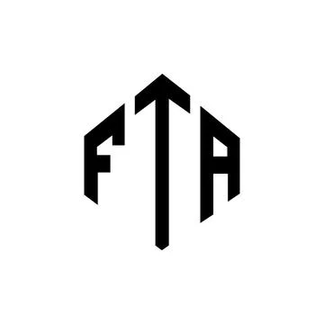 FTA letter logo design with polygon shape. FTA polygon and cube shape logo .. Stock Illustration