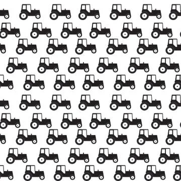 Ftat Tractor Seamless Pattern Background Vector Illustration Stock Illustration